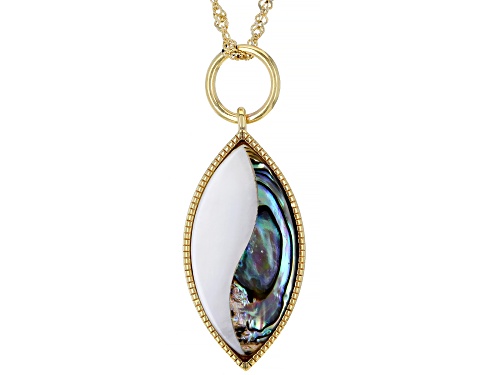 Photo of Pacific Style™ Abalone Shell & Mother-Of-Pearl 18K Gold Over Silver Pendant With 18" Chain
