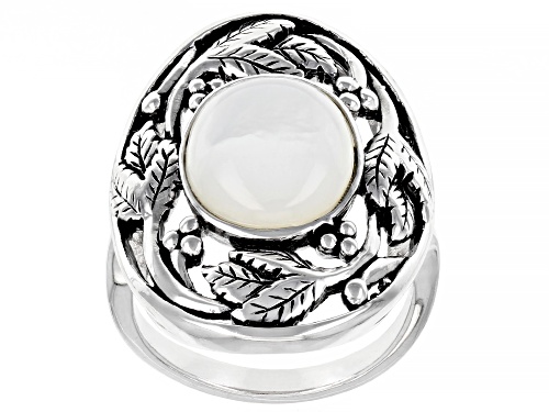 Photo of Pacific Style™ Mother-Of- Pearl Sterling Silver Leaf Design Ring - Size 7