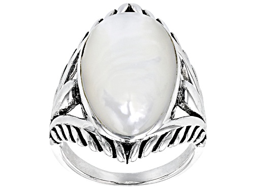 Pacific Style™ Mother-Of-Pearl Sterling Silver Oxidized Ring - Size 7