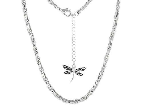 Photo of Pacific Style™ Rhodium Over Brass Chain Necklace With Dragonfly Dangle - Size 18