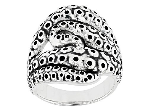 Pacific Style™ Sterling Silver Oxidized Octopus Ring - Size 7