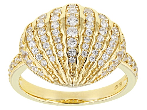 Photo of Pacific Style™ 0.85ctw Round White Zircon 18k Yellow Gold Over Sterling Silver Statement Ring - Size 10