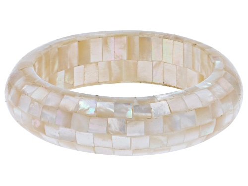 Pacific Style™ Free-form Mosaic Mother-of-Pearl Bangle Bracelet - Size 8
