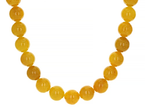 Pacific Style™ 10mm Honey Jadeite Beaded Rhodium Over Sterling Silver Necklace - Size 18