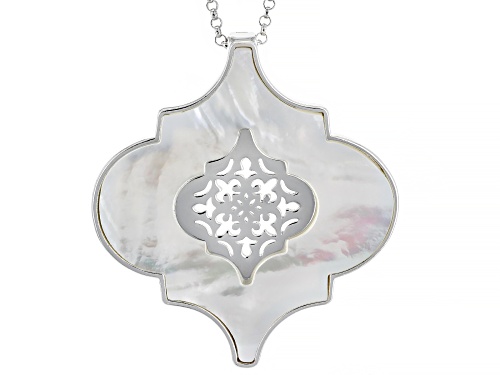 Photo of Pacific Style™ Free-form White Mother-Of-Pearl Sterling Silver Enhancer With Chain