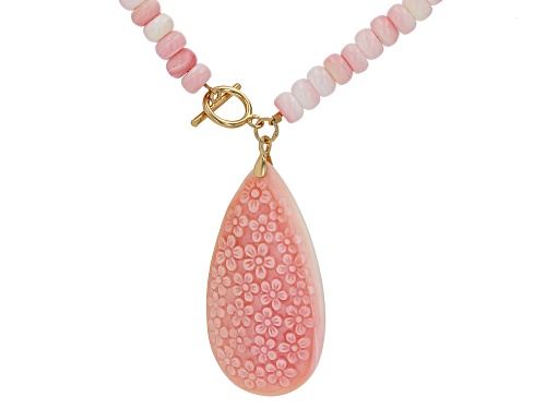 Pacific Style™ Pink Conch Shell 18k Yellow Gold Over Sterling Silver Necklace - Size 18