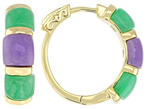 Pacific Style™ Green & Purple Jadeite 18K Gold Over Sterling Silver Earrings