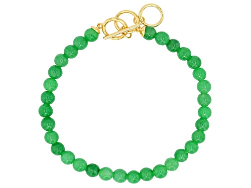 Pacific Style™ 6mm Green Jadeite 18K Gold Over Sterling Silver Beaded Bracelet - Size 8