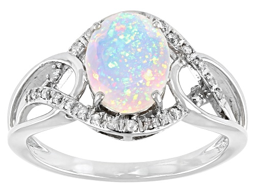 1.21ct Oval Ethiopian Opal With 0.11ctw Round White Diamond Platinum Ring - Size 6