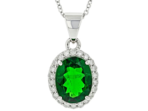 Photo of 2.30ct Oval Chrome Diopside With 0.24ctw White Diamond Platinum Pendant With Chain