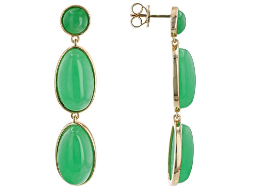 Pacific Style™ Green Jadeite 18k Yellow Gold Over Sterling Silver Earrings
