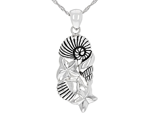 Photo of Pacific Style™ Sterling Silver Nautical Motif Pendant With 18" Chain