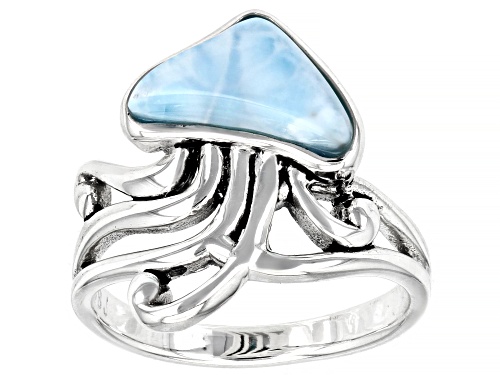 Pacific Style™ Larimar Sterling Silver Jellyfish Ring - Size 11