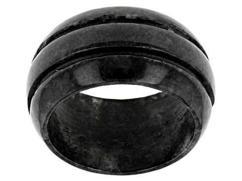 Pacific Style™ Charcoal Jadeite Carved Band Ring - Size 10