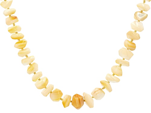 Pacific Style™ Yellow Mother-Of-Pearl Rhodium Over Sterling Silver Beaded Necklace - Size 18