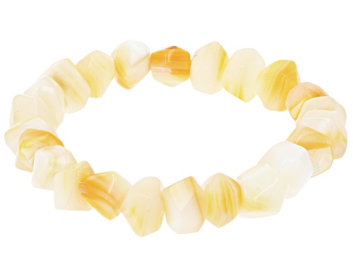 Pacific Style™ Yellow Mother-Of-Pearl Beaded Stretch Bracelet