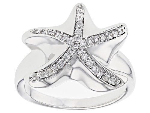 Photo of Paula Deen Jewelry™ Round White Crystal Silver Tone Starfish Ring - Size 8