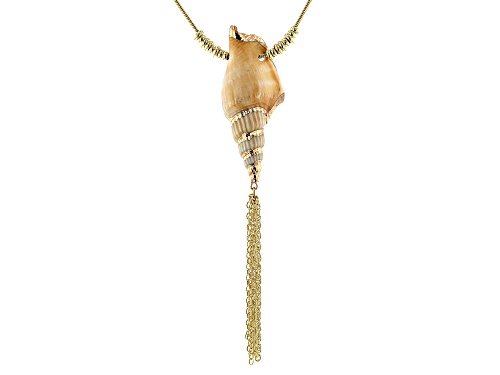 Paula Deen Jewelry™ Genuine Shell & Pearl Simulant 14k Gold Over Brass Chain & Gold Tone Necklace - Size 26