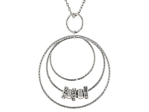 Photo of Paula Deen Jewelry™ Round White Crystal Silver Tone Graduated Spinner Pendant With 30" Chain