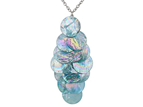 Photo of Paula Deen Jewelry™ Cascading Blue Disc Bead Silver Tone Necklace - Size 32
