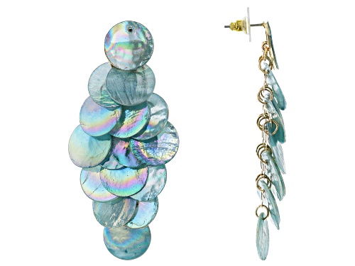 Photo of Paula Deen Jewelry™ Cascading Round Blue Disc, Gold Tone Dangle Earrings