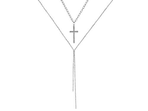 Photo of Paula Deen Jewelry™ Round White Crystal Silver Tone Cross Multi-Row Necklace - Size 17