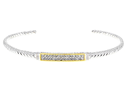Paula Deen Jewelry™ Round White Crystal Rhodium And 18k Gold Over Brass Two Tone Bracelet - Size 8