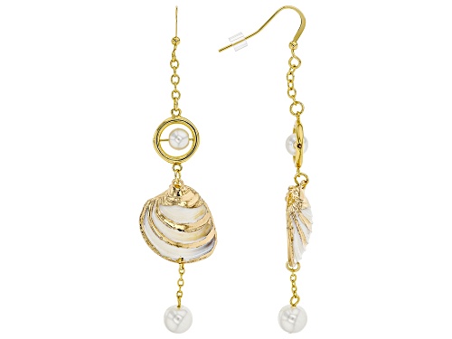 Photo of Paula Deen Jewelry™ Shell And Pearl Simulant Gold Tone Drop Earrings