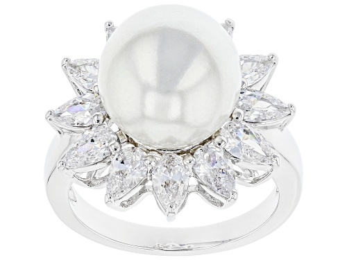 Photo of Paula Deen Jewelry™ Freshwater Pearl Simulant & 3.06ctw White Cubic Zirconia Rhodium Over Brass Ring - Size 8