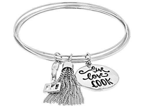 Paula Deen Jewelry™ Silver Tone "Live, Love, Cook" Charm Slide Bracelet
