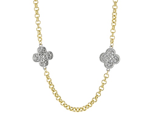 Photo of Paula Deen Jewelry™ White Crystal Two-Tone Floral Endless Strand Station Necklace - Size 60