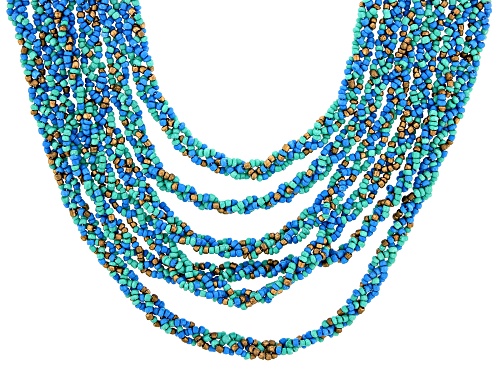 Paula Deen Jewelry™, Gold Tone Blue Beaded Multi Strand Necklace - Size 19
