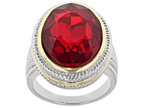 Paula Deen Jewelry™, Two Tone Red Crystal Solitaire Ring - Size 10