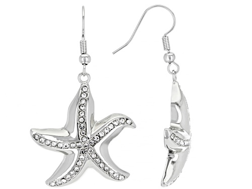 Photo of Paula Deen Jewelry™, Silver Tone White Crystal Starfish Dangle Earrings