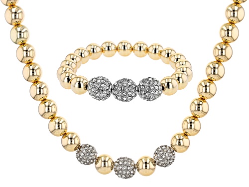 Photo of Paula Deen Jewelry™, Gold Tone White Crystal Bracelet and Necklace Set