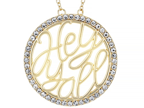 Paula Deen Jewelry™,White Crystal Gold Tone "Hey Y'all" Necklace - Size 18