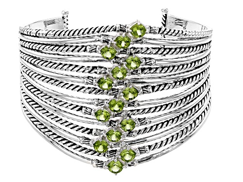 Photo of Paula Deen Jewelry™, 8.40ctw Round Green Peridot Silver Tone Cuff Bracelet - Size 7.5
