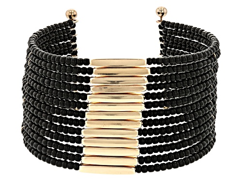 Paula Deen Jewelry™ Black Seed Bead Gold Tone Cuff Bracelet
