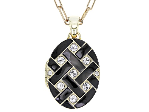 Photo of Paula Deen Jewelry™ Crystal Gold Tone Locket Pendant With 24" Paperclip Chain