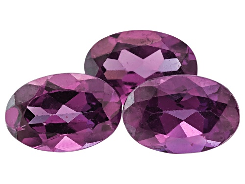 Tanzanian Purple Rhodolite Garnet Set Of Three Min 1.25ctw 6x4mm Oval
