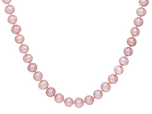 10-10.5mm Pink Cultured Freshwater Pearl Rhodium Over Sterling Silver Strand Necklace - Size 20