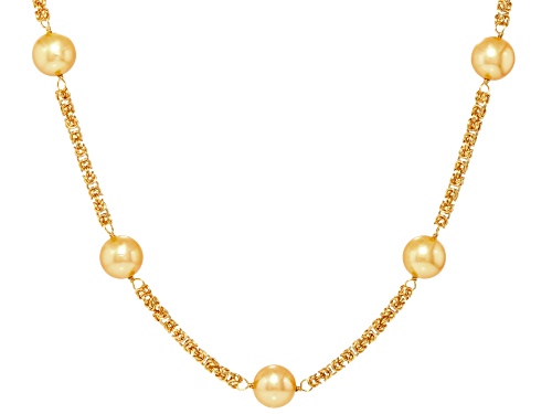 Pearlfection® 12mm Golden South Sea Simulant 18k Yellow Gold Over Sterling Silver 20 Inch Necklace - Size 20