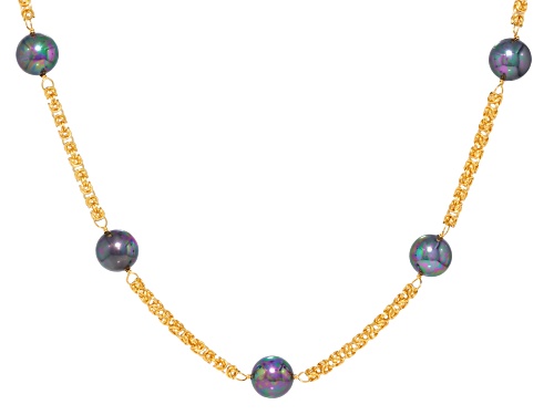 Pearlfection® 12mm Peacock Simulant 18k Yellow Gold Over Sterling Silver 20 Inch Necklace - Size 20