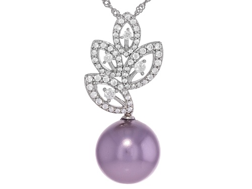Pearlfection® 14mm Lavender Kasumiga Simulant With Bella Luce® Rhodium Over Silver Pendant