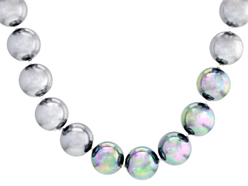 Pearlfection® 12mm Tahitian Simulant Rhodium Over Sterling Silver 24 Inch Strand - Size 24