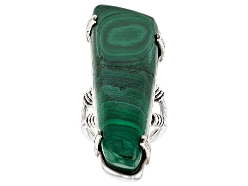 50X14.1X8.5mm cabochon malachite solitaire oxidized sterling silver ring - Size 5