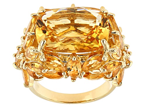 12.16ctw Mixed Shape Brazilian Citrine 18k Yellow Gold Over Sterling Silver Ring - Size 9