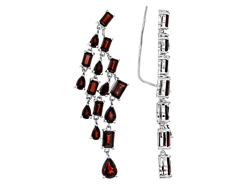 Photo of Pre-Owned 13.15ctw Emerald Cut And Pear Shape Vermelho Garnet™ Sterling Silver Climber Earrings