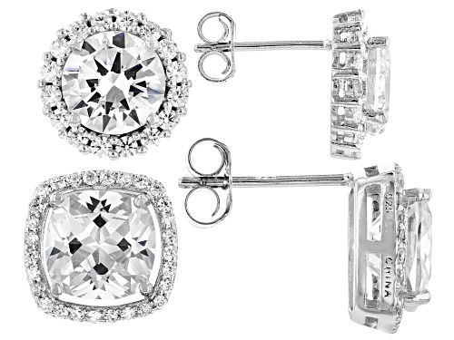 Pre-Owned Bella Luce ® 15.95ctw Rhodium Over Sterling Silver Stud Earrings- Set of 2