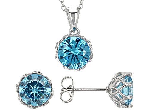 Photo of Pre-Owned Bella Luce®Esotica™10.38ctw Neon Apatite Simulant Rhodium Over Sterling Pendant W/Ch & Ear